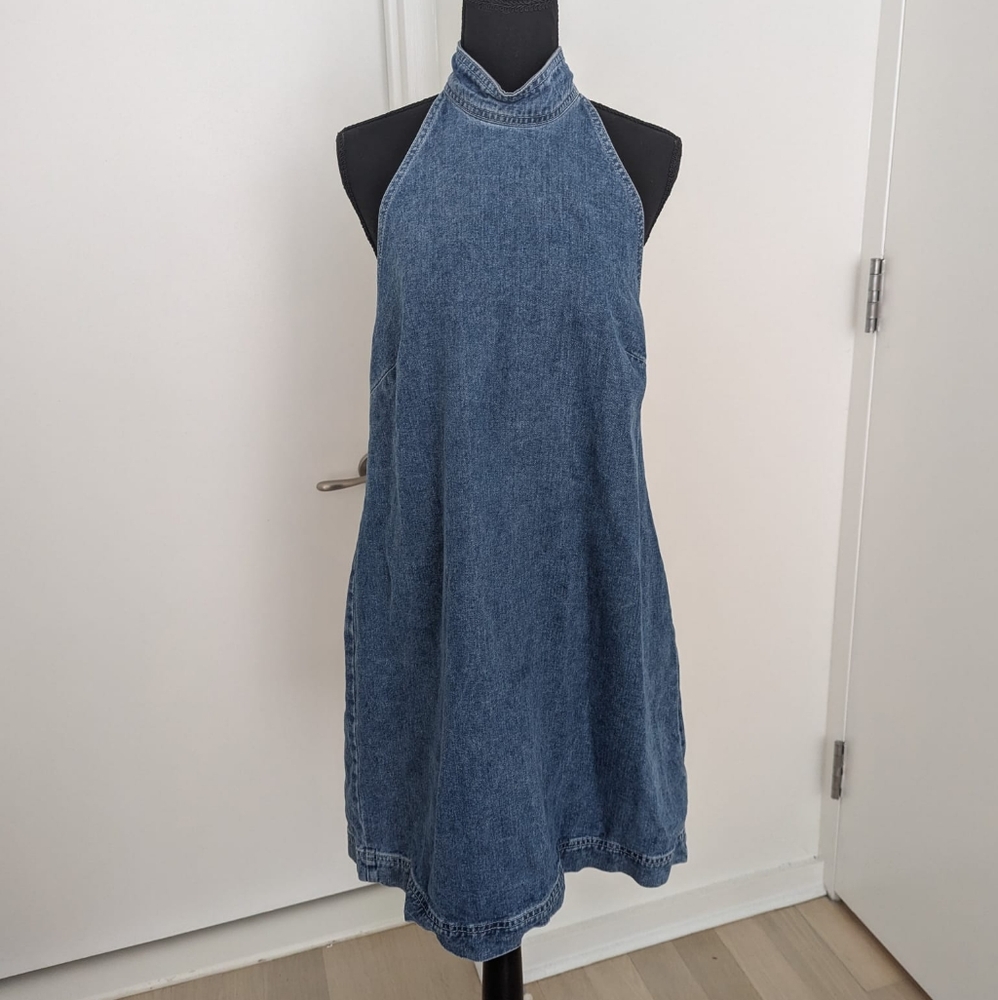 Denim dress with open back